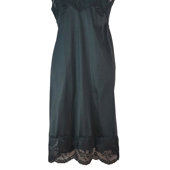 Vanity Fair Nylon Slip Black Size 34 Nightie Chemise Lace Adj Tricot USA VTG - Picture 3 of 9